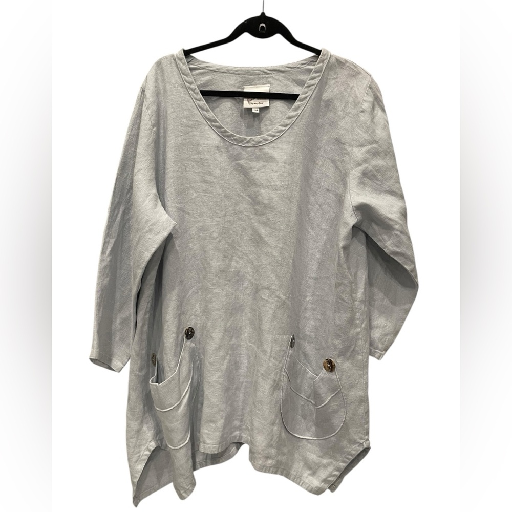 Hearts Desire By Mary Grace Shirt Tunic Ruffles LINEN Lagenlook   A1